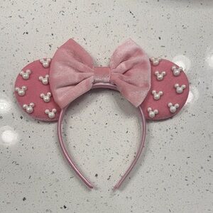 Pink Pearl-Studded Minnie Ears Headband